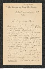 Nachlass Franz Steindachner, Brief von C. M. L. Popta an Franz Steindachner (24.03.1905), Inv.Nr. 403.02, Seite 1